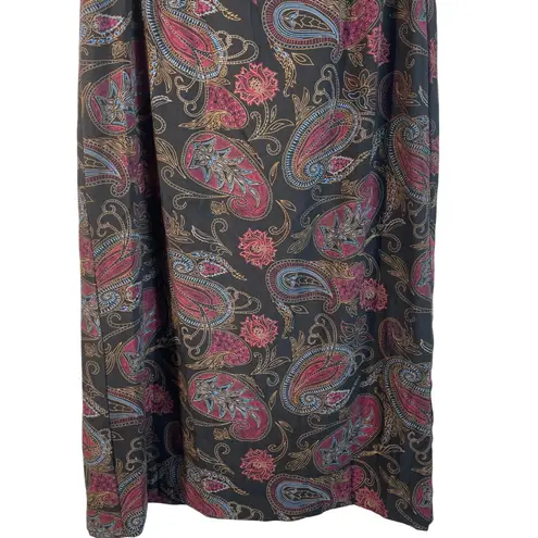 JM Collection Petite Paisley Madi Skirt Size 10P Black Multi Lined – 32" Length