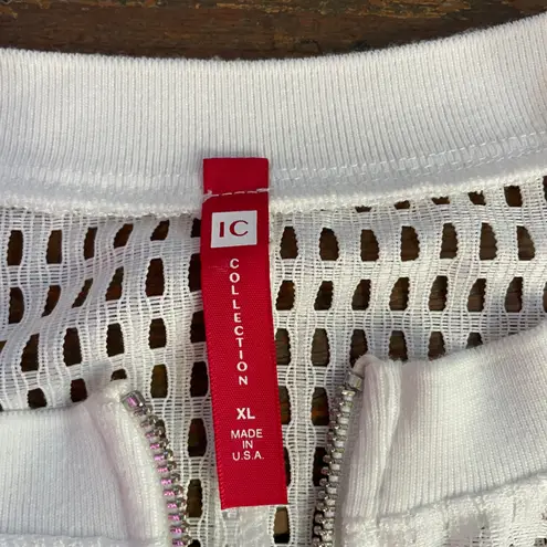 IC Collection Mesh White Rib Band Rhinestone Zipper Jacket