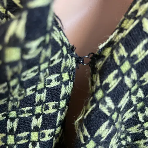 Yarns & Stitches Lime Green and Black Basket Weave Rattan Pattern Blazer Size 8