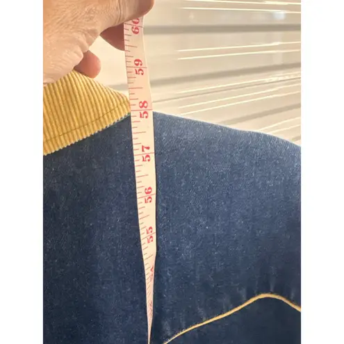 Saddlesmith Outfitters Blue Denim Yellow Collar Duster Coat Women's Large