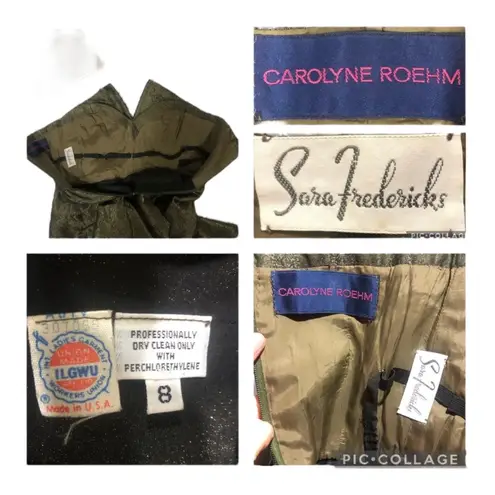 American Vintage 1980’s Carolyne Roehm strapless Metallic Brocade Strapless Gown formal dress XXS