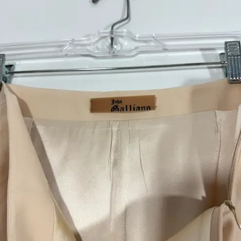 John Galliano Nude Beige Wool Silk Formal Skirt Tan Size 6