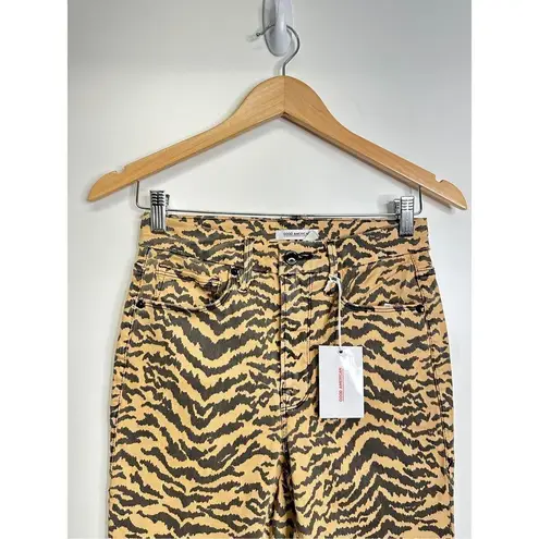 Good American  High Waist Crop Jeans Tan Brown Zebra 4/27 NWT
