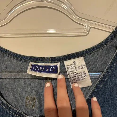 Erika & Co Denim vintage lace up patch pocket Dress Size XL Blue