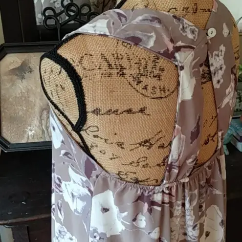 Peach Love California Grey Cream & Purple Floral Dress