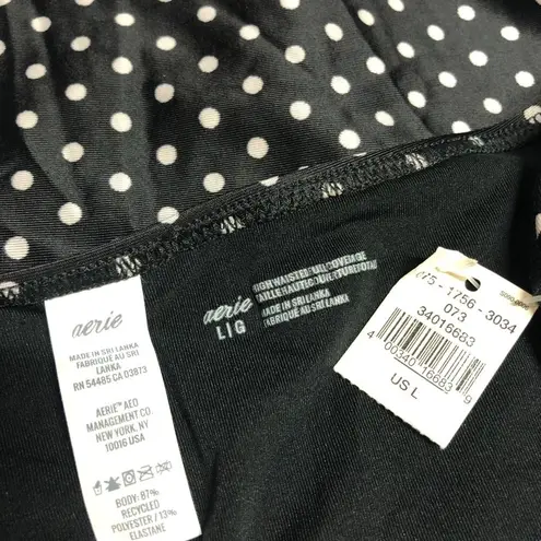 Aerie  Bikini Bottom High Waisted Full Coverage Polka Dot Black White L