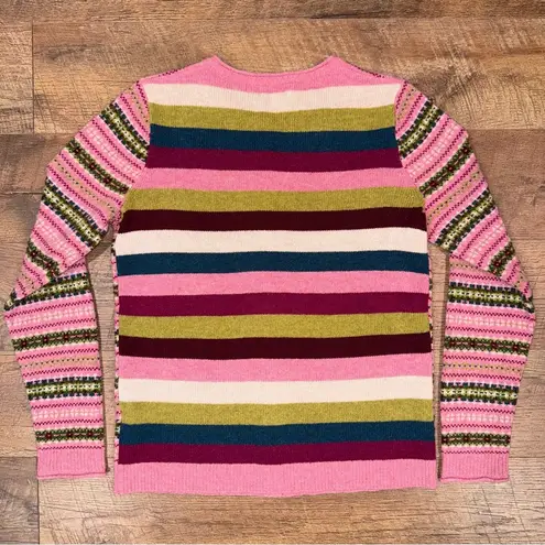 Tabitha Webb Wool Black Striped Pink Cardigan Sweater