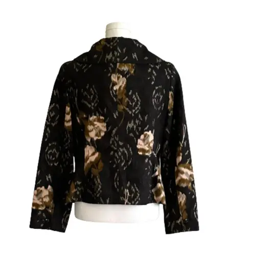 Bandolino Blazer Jacket Black Peach Brown Floral Metallic Wide Collar Size 10