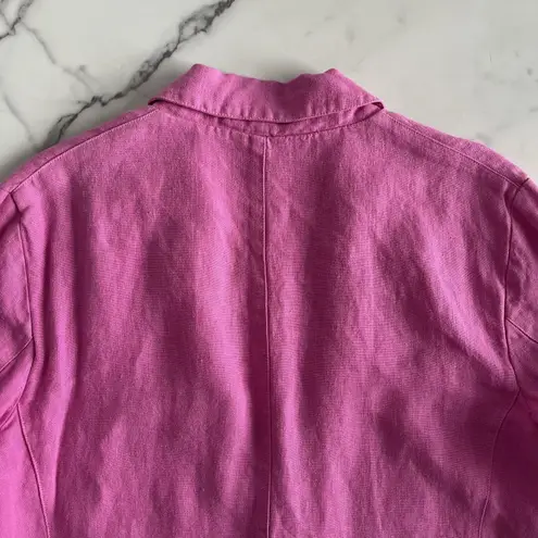 Velvet By Graham & Spencer Cassie linen blazer pink Small coastal preppy chic