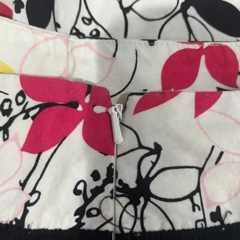 Oscar de la Renta Pink Yellow Black White Floral A-line Skirt Womens 14