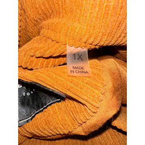 Bagatelle Collection Women's 1X Corduroy Jacket Button Front Collared Copper Brown