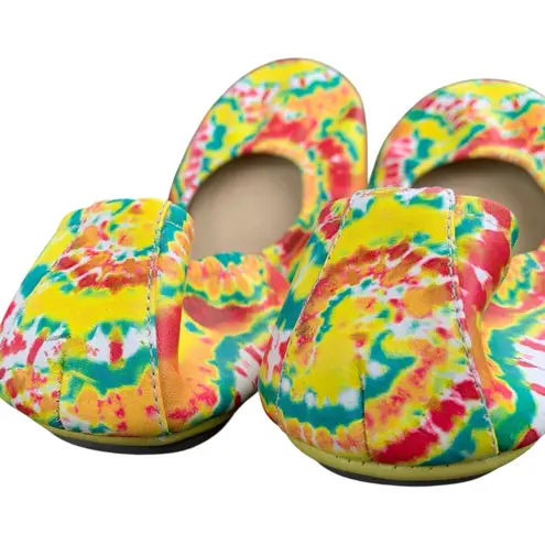 NEW Storehouse Foldable Leather Ballet Flat Summer Breeze Yellow Tie Dye Shoes 7