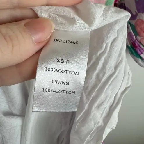 Fate Women Frances Floral Pleated Skirt Dress Sz L Puff Sleeve Colorful Feminine Pink Size L