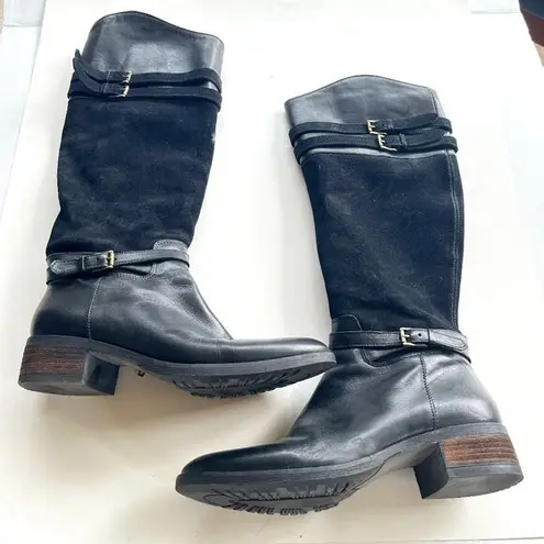 Cordani Italian Black Leather Tall Riding Boots Buckle Womens Size 39 US 8.5