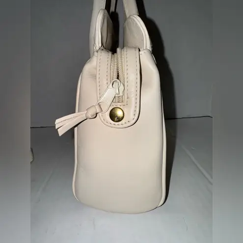 Etienne Aigner Double Handle Shoulder Strap Handbag Purse Satchel Ivory Leather