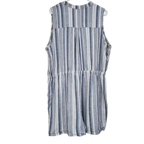 Kelly Renee Stripes Sleeveless Tie Waist Romper Shorts Blue White Size XL