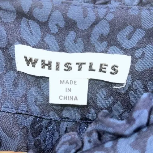 Whistles Womens Leopard Print High Rise Straight Leg Pants Navy Black Size 2 Blue