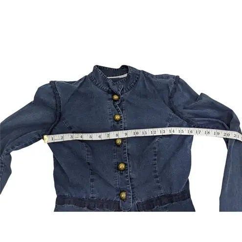 Women's Denim Blue Cotton Gold Button Front Sz. 6 Jacket 11g