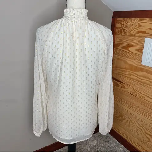 Yumi Kim Lexington Ave Lurex Swiss Dot Top Ivory White Gold Medium M NWT Smock