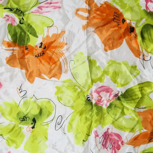 Vintage Vibrant Neon Floral Square Scarf Wraps Orange