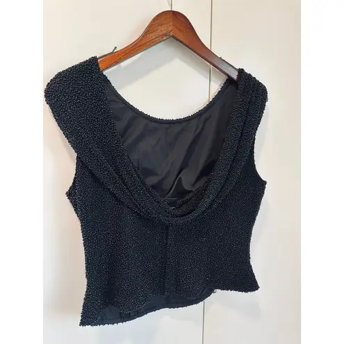Vintage Beaded Formal Top Size Medium Cocktail Evening wear Holiday Y2K Black