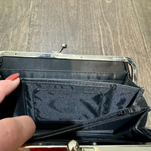 Black Faux Croc Wallet Clasp Frame | Accordion Card Slots | NWOT