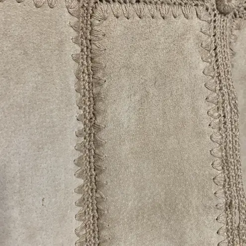 Vintage Spice of Life Boho 70s Leather Knit Suede Vest Size XL NEW Tan