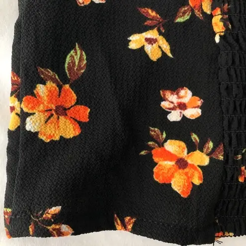 Gypsies & Moondust New Floral Bow Tie Front Cropped Tank Top Black Orange Juniors Size Medium
