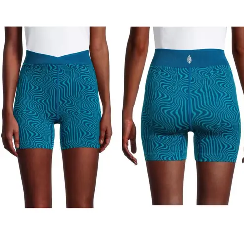 Free People Movement Blue Free Throw Jacquard Biker Shorts