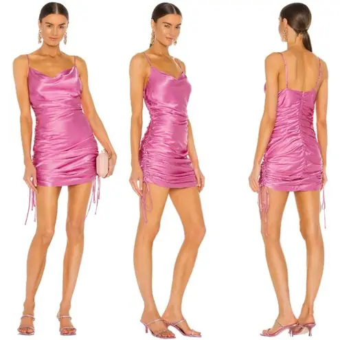 Bardot Revolve Mini Ruched Dress Women's 6 Small Vint Pink Cocktail Party Event