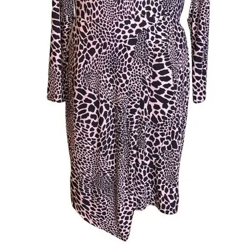 Alfani Womens Stretchy Animal Cheetah Print Sheath Dress Pink Black Large NWT