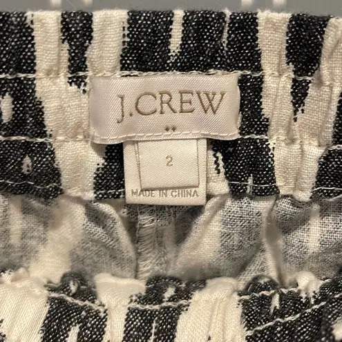 J. Crew Women's Black Aztec Drawstring Stretch Waistband Linen Blend Pants Size Size 2