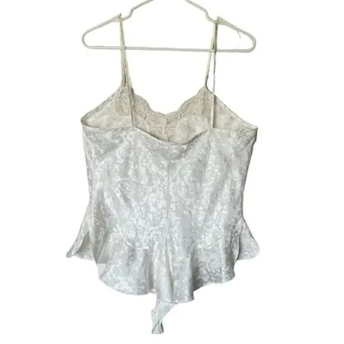 Vintage White Satin Silky Romper Teddie One Piece Pajamas Lingerie Large