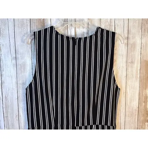 Madison Curvy Black White Striped Jumpsuit