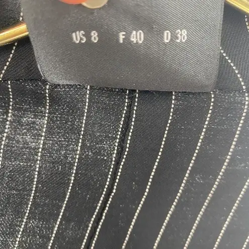 Akris Size 8 Black Blazer With Pinstripe Contrast Collar Quiet Luxury Academia