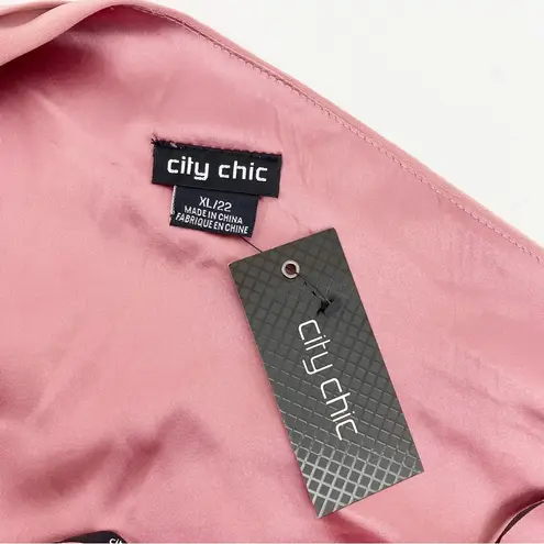 City Chic One Shoulder Sensual Satin Evening Tulip Hem Dress: Baby Blush Pink