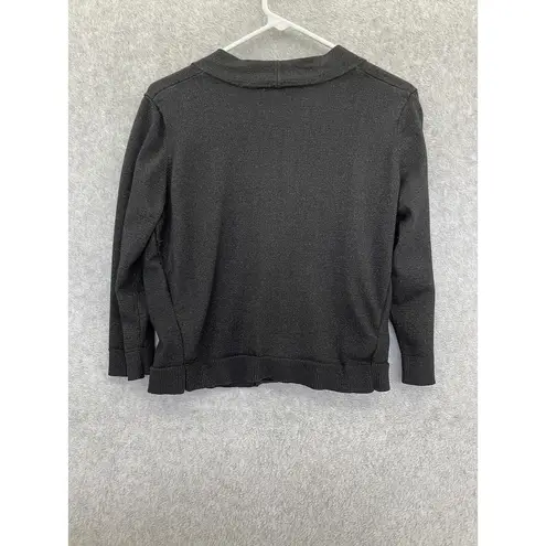 Premise Studio Black Metallic Silver Fibers Plus Size 0X Cardigan 3/4 Sleeve