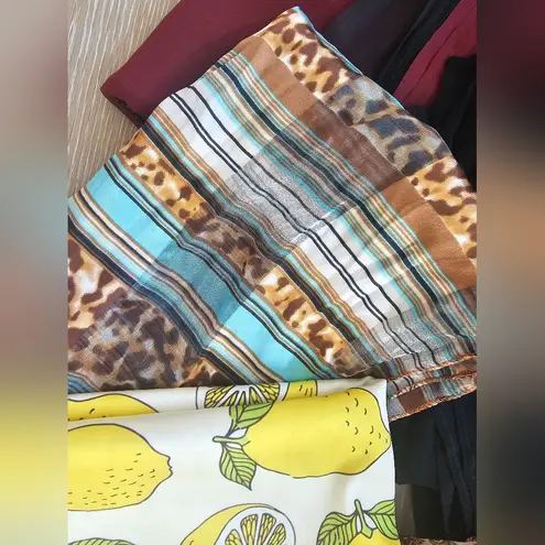 Scarf Collection 5 Variety Silk And Poly Scarf Lot Bundle Of Scarves Yellow