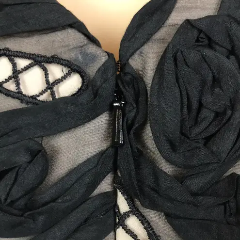 Lela Rose Women’s Silk 3D Floral Net Design Sleeveless A