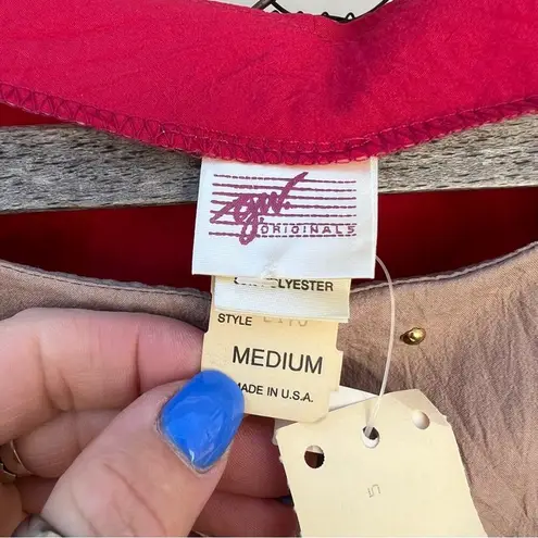 Vintage 80s Aztec southwestern colorblock embroidered windbreaker batwing blouse Red Size M