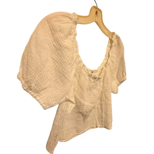 Three Dots  Cotton Gauze White Top nwt