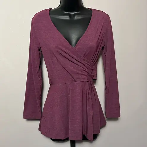 Betabrand XS Pose Peplum Wrap Top Rouge Shirt