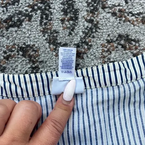 Piper & Blue Vintage Ruffle Cap Sleeve Pinstripe Top Navy & White XL