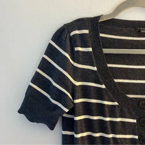 Theory  Dress Wool Blend Grey & Cream Striped Knit Sweater Dress Sz M EUC