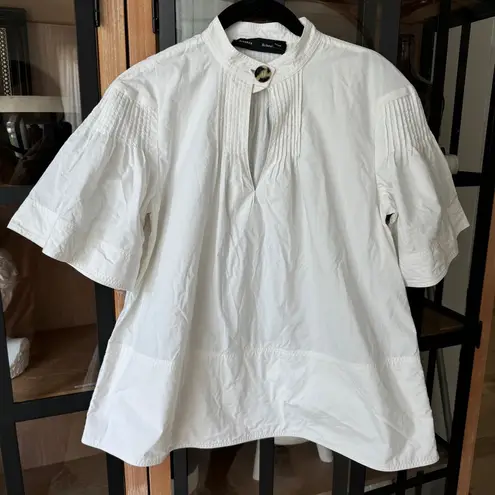 Proenza Schouler Pintuck Pleat Cutout Cotton Poplin Blouse Top short sleeves