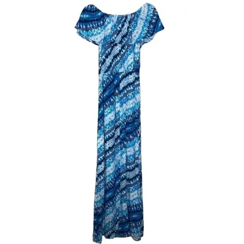 The Vanity Room NEW  Women's Size Small Blue Ruffle Off the Shoulder Maxi Dress