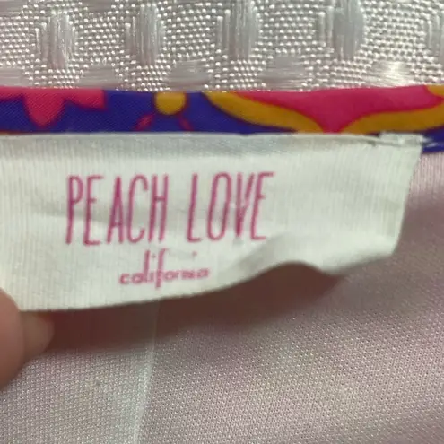 Peach Love California Boho Scarf Print Dress Large Pink Orange Purple