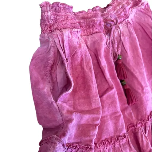 Pilcro Anthropologie Giulia Mini Skirt Pink Ruffle Pockets Lined Womens Small