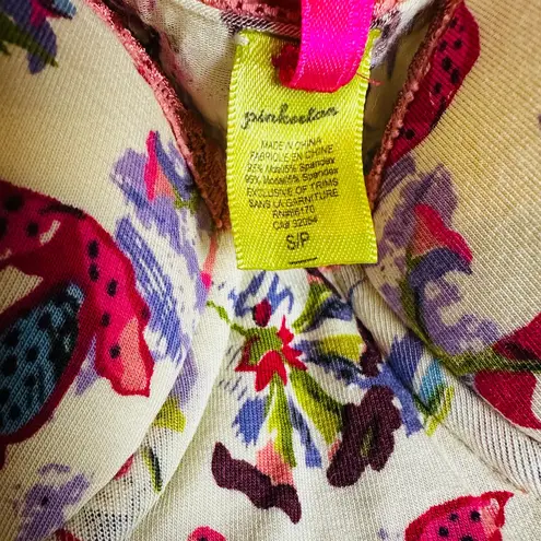 Pinkalicous Floral Cami Crop Top Corset Y2K Fairy Coquette Festival Size Small Pink