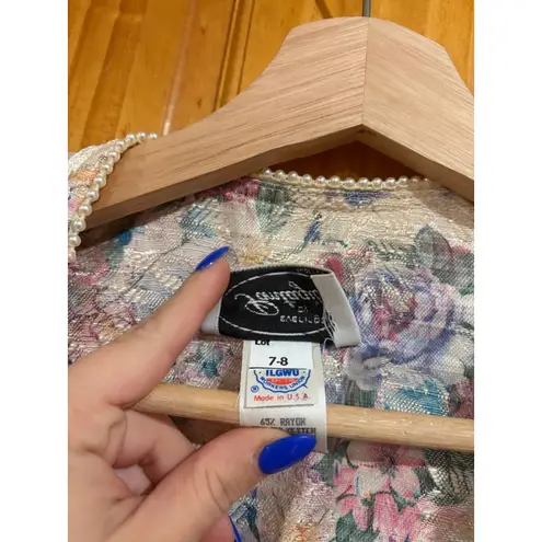 Vintage Pantagis Evening Floral Brocade Jacket Cottagecore ILGWU USA Size M